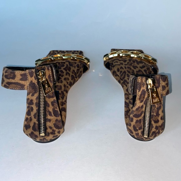 Good American Leopard Sandals Flats Square Toe Back Zip NEW Women’s Size 7 $159 - Picture 3 of 4